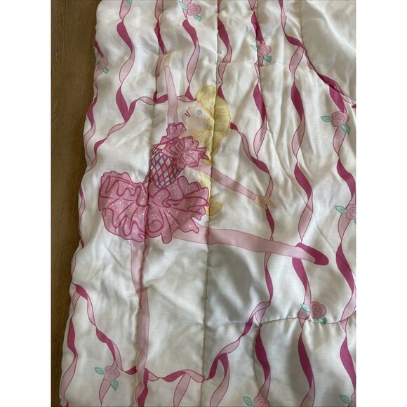 Barbie 1995 Vintage Twin Comforter Blanket Pink Princess Ballerina - Picture 6 of 11